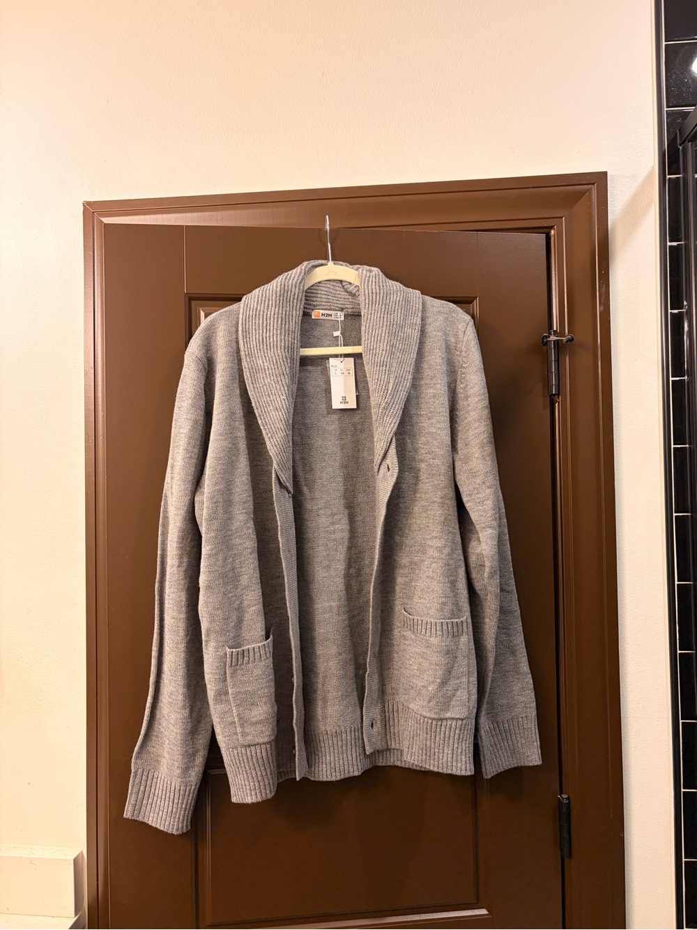 Men's Shawl Collar Cardigan Sweater - Gray